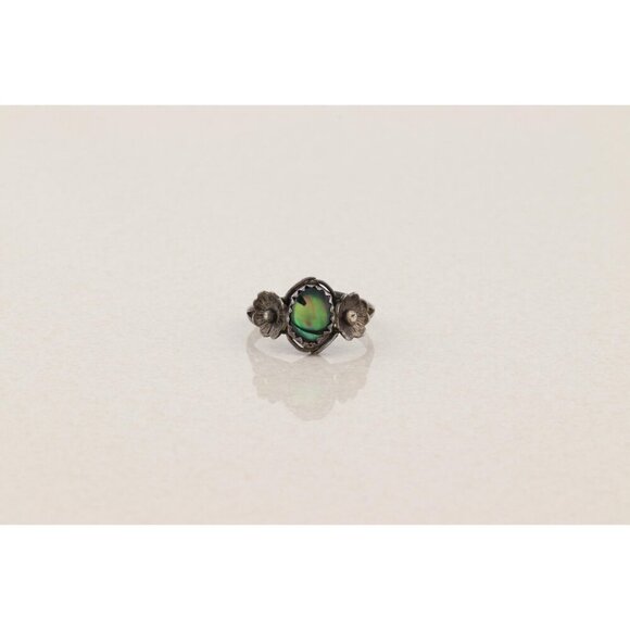 Sterling Silver Abalone Flower Ring Size 6 1/2 Dark Patina - Picture 9 of 9